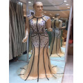 Guangzhou 2017 Unique Special Design Stripe Embroidery Sparkling Beads Mermaid Evening Dresses